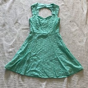 Teal/Sea foam Green Lace Dress with Open Back